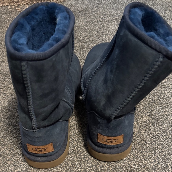 UGG Navy Suede Shearling Short Boots - Picture 2 of 3